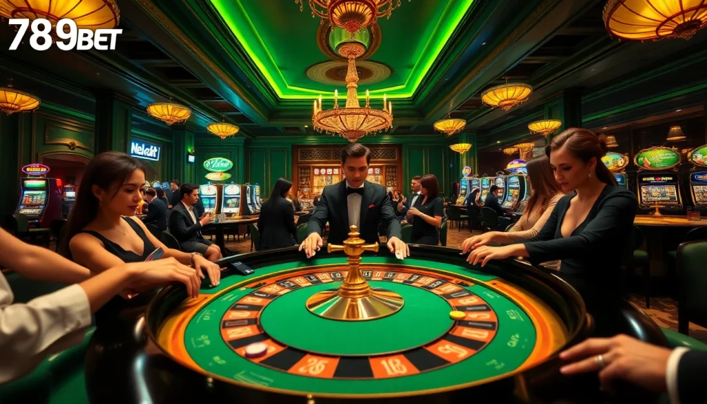 Exciting casino experience at 789BET with players engaged in roulette, showcasing the thrill of betting.
