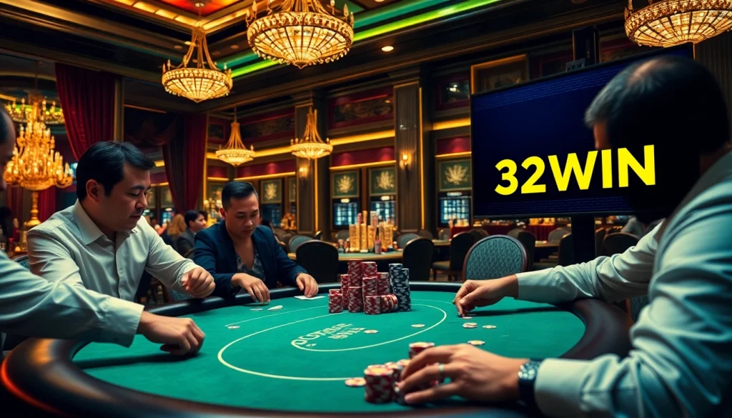 Join the action at 32WIN as players win big at an exhilarating poker table.