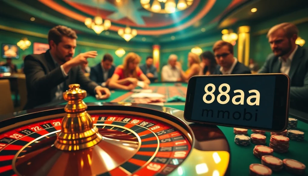 Players at a casino table engage in a thrilling poker game featuring the 88aa mobi gaming experience.