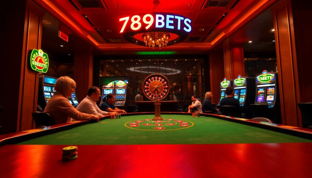 Experience the thrill of gambling at 789BETS, featuring an exciting poker game with vibrant casino elements.