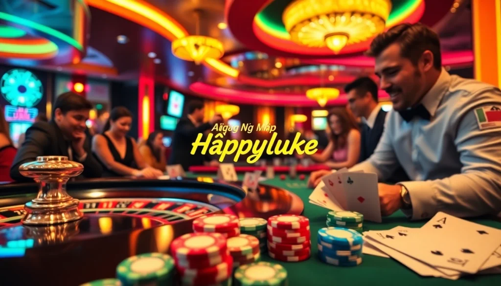 Đăng Nhập Happyluke as players interact at the lively blackjack table.