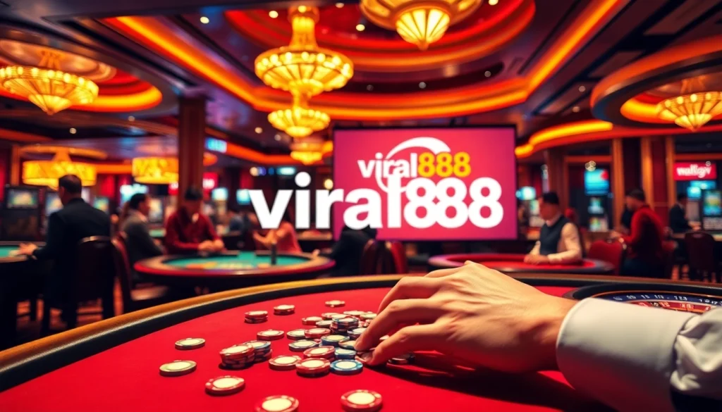 Experience the excitement of winning at viral88 poker tables, showcasing colorful chips and intense gameplay.