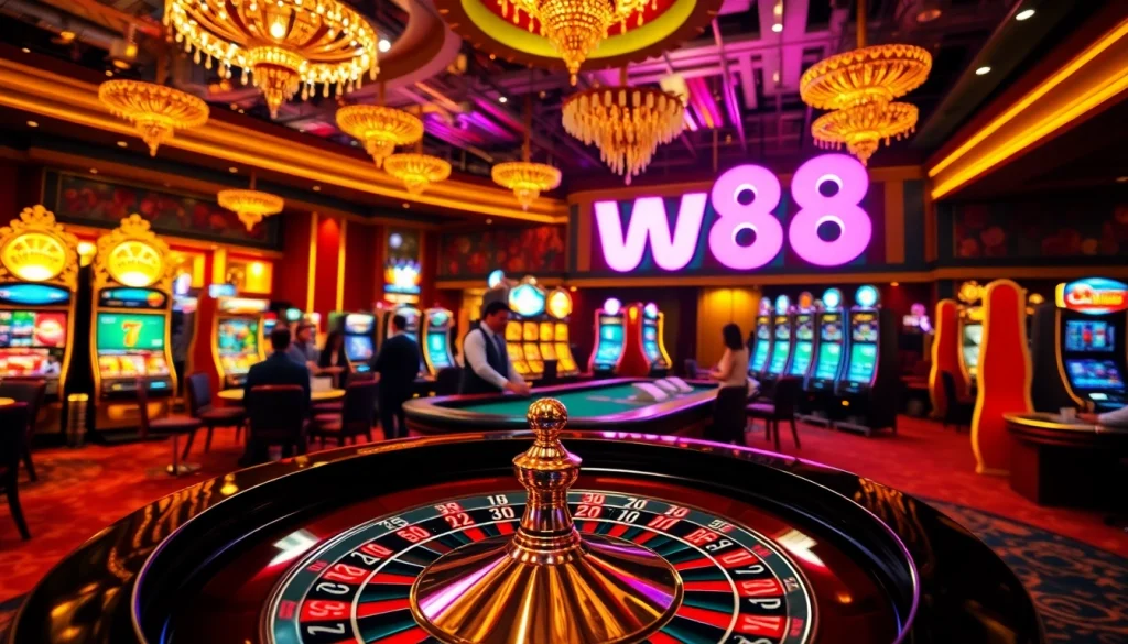 Experience the thrill of w88 with vibrant casino tables, roulette, and slot machines.